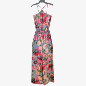 Show Me Your MuMu NWOT Womens Jennifer Jumpsuit Floral Sz S Halter Neck Wide Leg